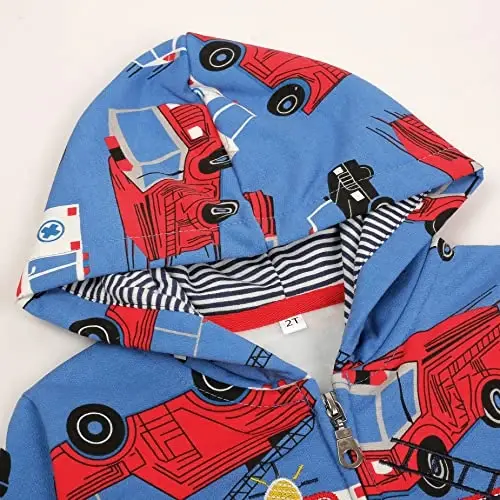 Popshion Boys Toddler Cartoon Dinosaur Hoodies Jacket Cool Long Sleeve Zipper Hooded Sport Sweatshirt Coat for Kids 1-7 Years - 4