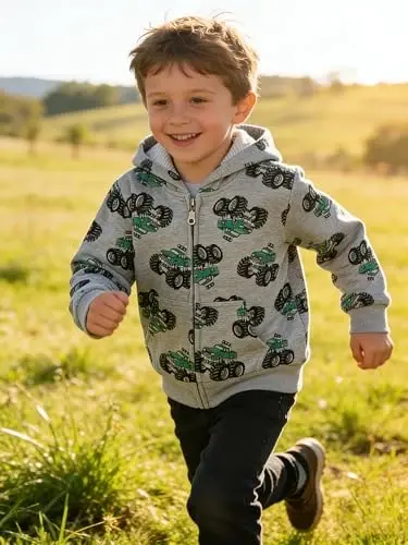 Popshion Boys Toddler Cartoon Dinosaur Hoodies Jacket Cool Long Sleeve Zipper Hooded Sport Sweatshirt Coat for Kids 1-7 Years - POPSHION (1)