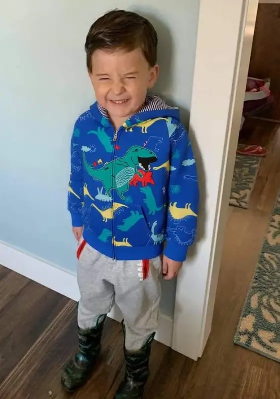 Popshion Boys Toddler Cartoon Dinosaur Hoodies Jacket Cool Long Sleeve Zipper Hooded Sport Sweatshirt Coat for Kids 1-7 Years - 2