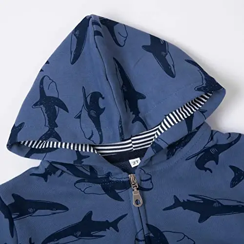 Popshion Boys Toddler Cartoon Dinosaur Hoodies Jacket Cool Long Sleeve Zipper Hooded Sport Sweatshirt Coat for Kids 1-7 Years - 4