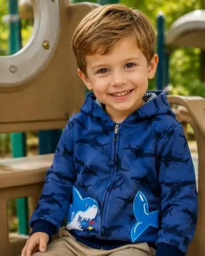 Popshion Boys Toddler Cartoon Dinosaur Hoodies Jacket Cool Long Sleeve Zipper Hooded Sport Sweatshirt Coat for Kids 1-7 Years - 2