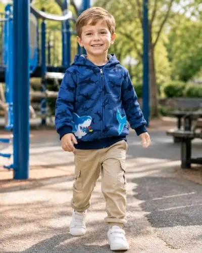 Popshion Boys Toddler Cartoon Dinosaur Hoodies Jacket Cool Long Sleeve Zipper Hooded Sport Sweatshirt Coat for Kids 1-7 Years - 3
