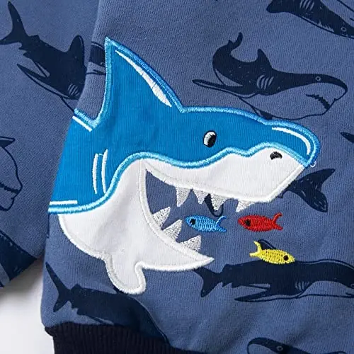 Popshion Boys Toddler Cartoon Dinosaur Hoodies Jacket Cool Long Sleeve Zipper Hooded Sport Sweatshirt Coat for Kids 1-7 Years - 6