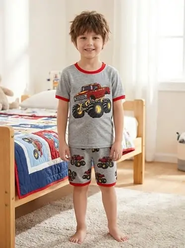 Popshion Boys Pajamas 100% Cotton Toddler 2 Piece Short Sleeve Pjs Kids Summer Sleepwear Clothes Set 3t-10t - 3