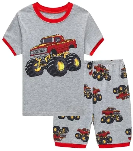 Popshion Boys Pajamas 100% Cotton Toddler 2 Piece Short Sleeve Pjs Kids Summer Sleepwear Clothes Set 3t-10t - 1