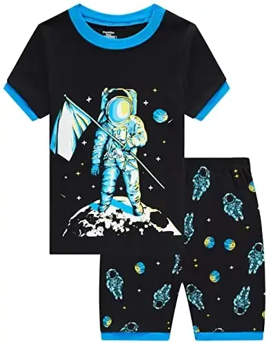 Boys Pajamas 100% Cotton Toddler 2 Piece Short Sleeve Pjs Kids Summer Sleepwear Clothes Set 3t-10t - 1