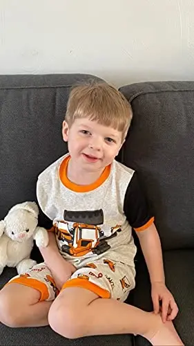 Boys Pajamas 100% Cotton Toddler 2 Piece Short Sleeve Pjs Kids Summer Sleepwear Clothes Set 3t-10t - 2