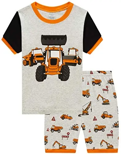Popshion Boys Pajamas 100% Cotton Toddler 2 Piece Short Sleeve Pjs Kids Summer Sleepwear Clothes Set 3t-10t 