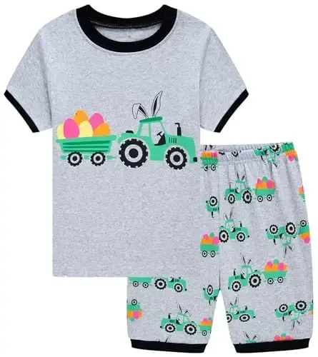 Popshion Boys Pajamas 100% Cotton Toddler 2 Piece Short Sleeve Pjs Kids Summer Sleepwear Clothes Set 3t-10t - MODAZONE