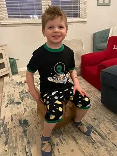 Popshion Boys Pajamas 100% Cotton Toddler 2 Piece Short Sleeve Pjs Kids Summer Sleepwear Clothes Set 3t-10t - 3