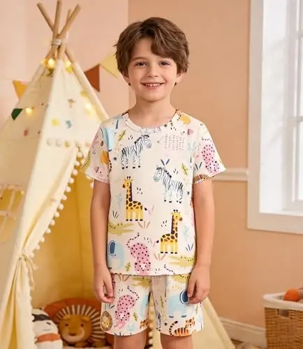 Popshion Boys Pajamas 100% Cotton Toddler 2 Piece Short Sleeve Pjs Kids Summer Sleepwear Clothes Set 3t-10t - 3