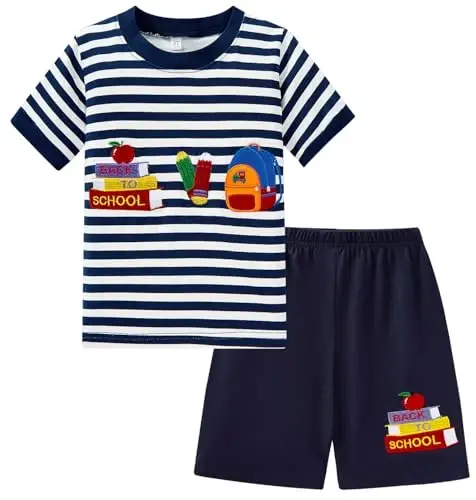 Popshion Boys Pajamas 100% Cotton Toddler 2 Piece Short Sleeve Pjs Kids Summer Sleepwear Clothes Set 3t-10t 