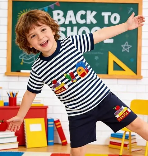 Popshion Boys Pajamas 100% Cotton Toddler 2 Piece Short Sleeve Pjs Kids Summer Sleepwear Clothes Set 3t-10t - POPSHION (1)