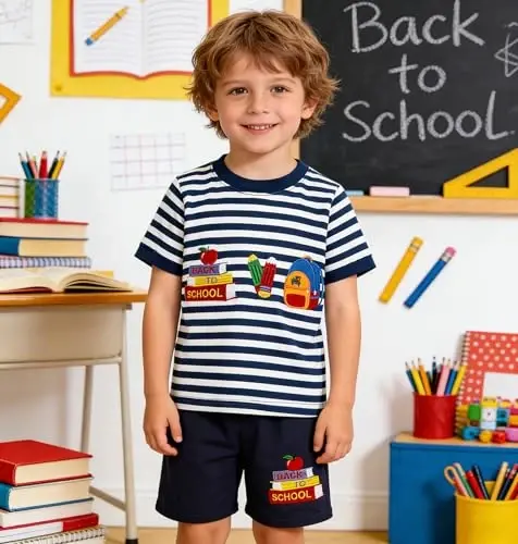 Popshion Boys Pajamas 100% Cotton Toddler 2 Piece Short Sleeve Pjs Kids Summer Sleepwear Clothes Set 3t-10t - 3