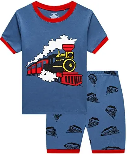 Boys Pajamas 100% Cotton Toddler 2 Piece Short Sleeve Pjs Kids Summer Sleepwear Clothes Set 3t-10t - 1