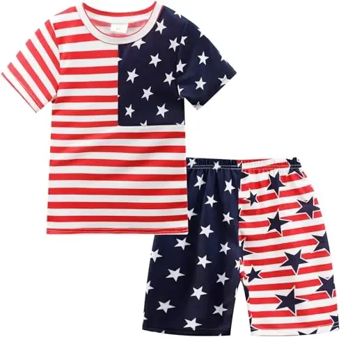 Boys Pajamas 100% Cotton Toddler 2 Piece Short Sleeve Pjs Kids Summer Sleepwear Clothes Set 3t-10t - 1