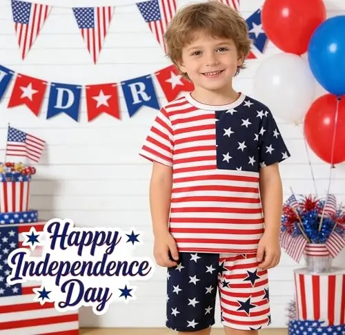 Popshion Boys Pajamas 100% Cotton Toddler 2 Piece Short Sleeve Pjs Kids Summer Sleepwear Clothes Set 3t-10t - 3