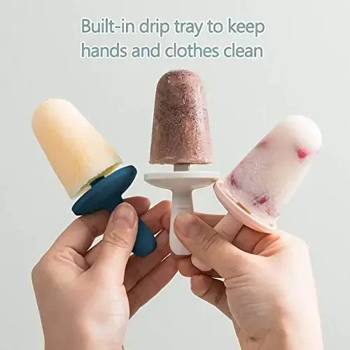 Popsicle Mold Set 4 Pieces Homemade Silicone Popsicle Maker Easy Release Ice Cream Molds Reusable DIY Pop Molds (Blue, IcyClassic Pops) - 3