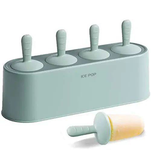 Popsicle Mold Set 4 Pieces Homemade Silicone Popsicle Maker Easy Release Ice Cream Molds Reusable DIY Pop Molds (Green) - 1