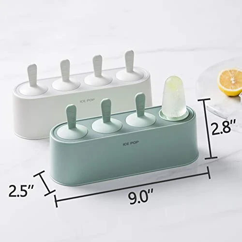 Popsicle Mold Set 4 Pieces Homemade Silicone Popsicle Maker Easy Release Ice Cream Molds Reusable DIY Pop Molds (Green) - 5