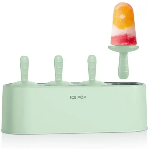 Popsicle Mold Set 4 Pieces Homemade Silicone Popsicle Maker Easy Release Ice Cream Molds Reusable DIY Pop Molds (Green) - 1