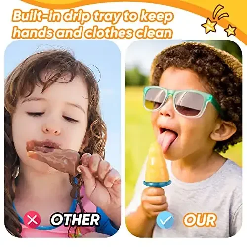 Popsicle Mold Set 4 Pieces Homemade Silicone Popsicle Maker Easy Release Ice Cream Molds Reusable DIY Pop Molds (Green, WinterWonder Pops) - 5