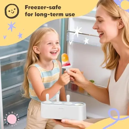 Popsicle Mold Set 4 Pieces Homemade Silicone Popsicle Maker Easy Release Ice Cream Molds Reusable DIY Pop Molds (White, IcyClassic Pops) 