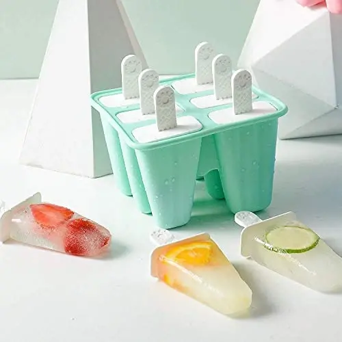 Popsicle Molds, 6 Pieces Silicone Ice Pop Models Popsicle Models Reusable Easy Release Ice Pop Maker (Dark Green) - 5