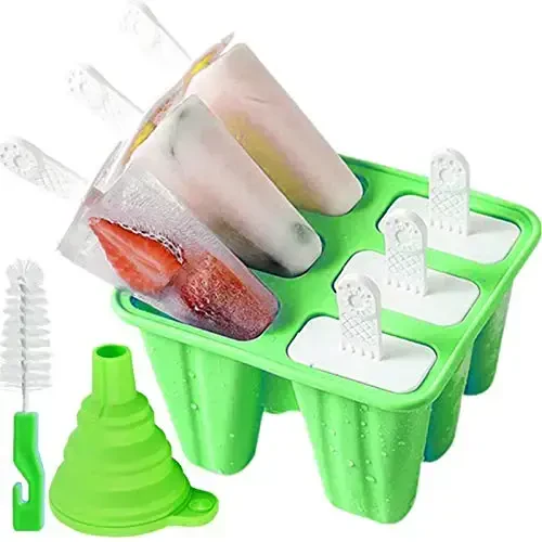 Popsicle Molds, 6 Pieces Silicone Ice Pop Models Popsicle Models Reusable Easy Release Ice Pop Maker (Dark Green) - BELL DREAM