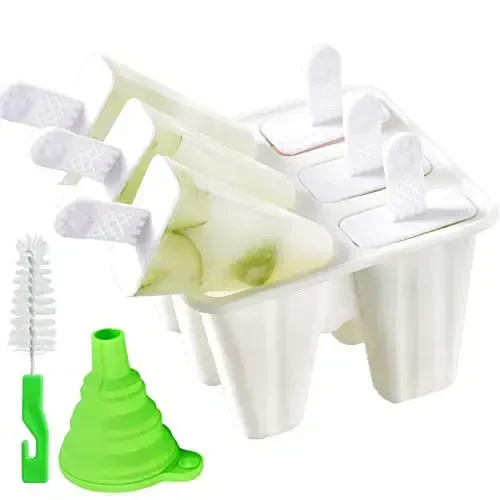Popsicle Molds 6 Pieces Silicone Ice Pop Molds Popsicle Models Reusable Easy Release Ice Pop Maker (White) - 1