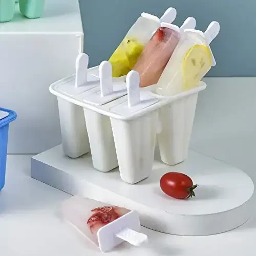 Popsicle Molds 6 Pieces Silicone Ice Pop Molds Popsicle Models Reusable Easy Release Ice Pop Maker (White) - 5