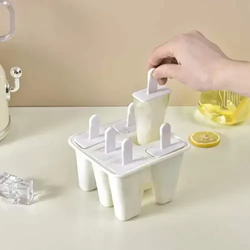 Popsicle Molds 6 Pieces Silicone Ice Pop Molds Popsicle Models Reusable Easy Release Ice Pop Maker (White) - 6