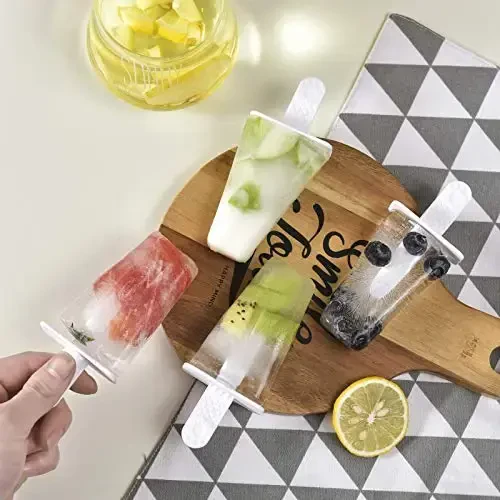 Popsicle Molds 6 Pieces Silicone Ice Pop Molds Popsicle Models Reusable Easy Release Ice Pop Maker (White) - 7