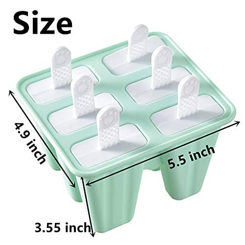 Popsicle Mould, Popsicle Molds 6 Pieces Silicone Ice Pop Molds BPA Free Popsicle Mold Reusable Easy Release Ice Pop Make (Green) - 2