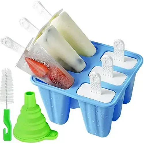 Popsicle Molds， 6 Pieces Silicone Ice Pop Models Popsicle Models Reusable Easy Release Ice Pop Maker (Dark Blue) - BELL DREAM