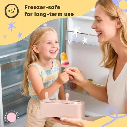 Popsicle qolip to'plami 4 dona uy qurilishi silikonli muzqaymoq tayyorlagich oson ajraladigan muzqaymoq qoliplari qayta ishlatiladigan DIY pop qoliplari (pushti, muzli klassik pops) - 1
