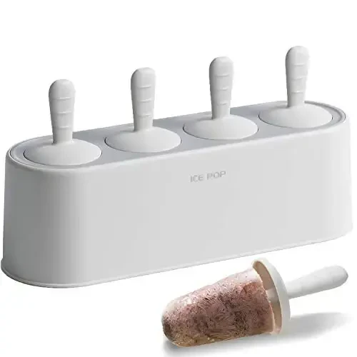 Popsicle qolip to'plami 4 dona Uy qurilishi silikonli popsicle tayyorlash oson Olib tashlash muzqaymoq qoliplari Qayta foydalanish mumkin DIY Pop qoliplari (Oq, Muzli Klassik Pops) - WYOK