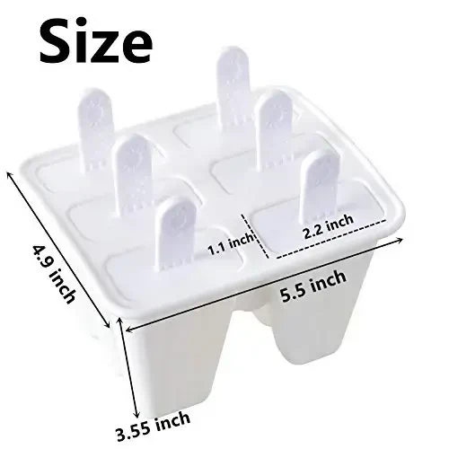 Popsicle Qoliplari 6 dona Silikon Muz Pop Qoliplari Popsicle Modellari Qayta Ishlatiladigan Oson Bo'shatish Muz Pop Maker (Oq) - BELL DREAM (1)
