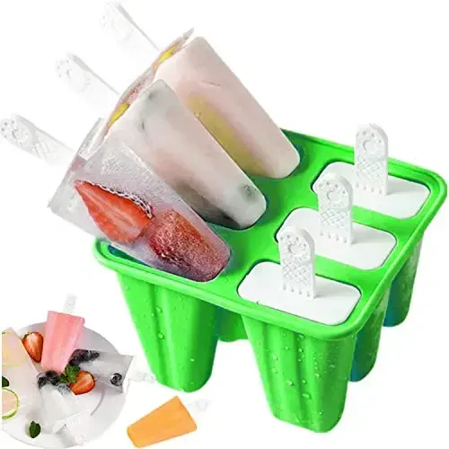 Popsicle qoliplari, 6 dona silikonli muzli pop modellari, muzli pop modellari qayta ishlatiladigan oson ajraladigan muzli pop yasash moslamasi (to'q yashil) - BELL DREAM (1)