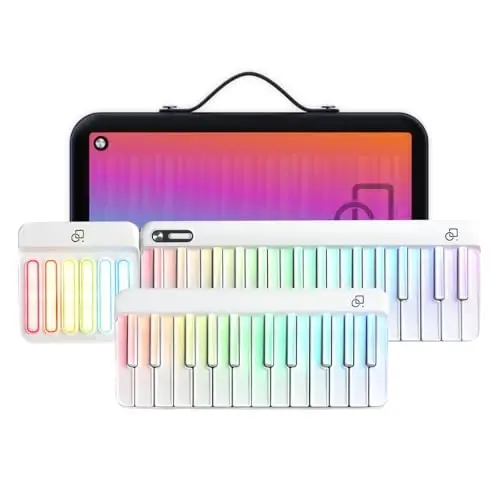 Popupiano Smart Piano Keyboard,Rainbow LED Lights&Free Apps,Learning Portable Keyboard,256 Voices,100+ Auto Chords,MIDI Support,59-Key Digital Piano for Beginners,Gift for Birthdays or Holidays - 1