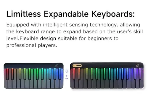 Popupiano Smart Piano Keyboard,59-Key Digital Piano for Beginners,Rainbow LED Lights&Free Apps,256 Voices,100+ Auto Chords,MIDI Support,Portable Piano Keyboard,Gift for Birthdays or Holidays - 6