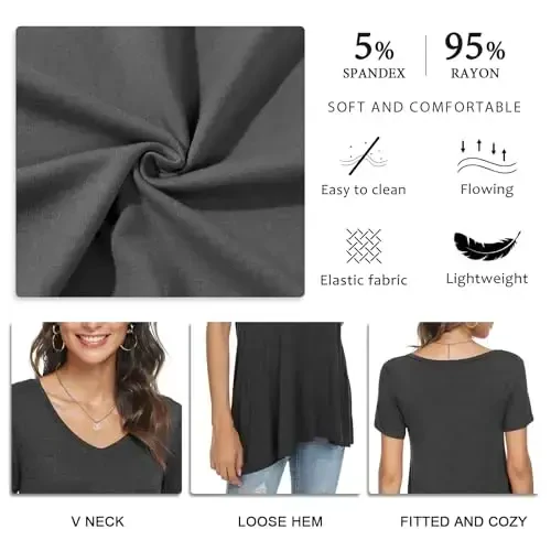 POPYOUNG Ayollar uzun tunik toplamlari Legginglar bilan kiyish uchun Yozgi qisqa qisma keng bichimli ko'ylaklar M-5XL - 2