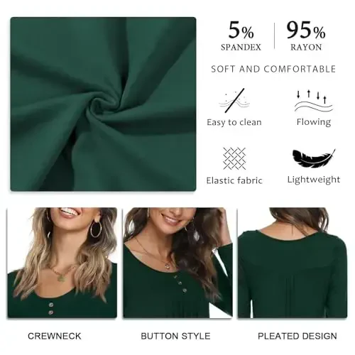 POPYOUNG Ayollar uzun yengli tunika toplamlari Leggings bilan kiyish uchun keng bichimli ko'ylaklar Kuzgi kundalik bluzka - 5