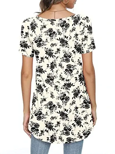POPYOUNG Women's long Tunic Tops to Wear with Leggings Summer Short Sleeve Loose Fit Dressy Shirts M-5XL - 4