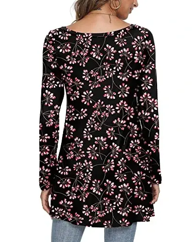 POPYOUNG Women's Long Sleeve Tunic Tops Fall Shirts to Wear with Leggings Loose Fit Dressy V-Neck Blouse M-5XL - 4