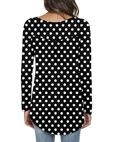 POPYOUNG Women's Long Sleeves Tunic Tops to Wear with Leggings Loose Fit Dressy Empire Waist Fall Tops - 2