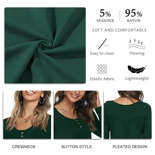 POPYOUNG Women's Long Sleeves Tunic Tops to Wear with Leggings Loose Fit Dressy Empire Waist Fall Tops - 5