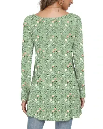 POPYOUNG Women's Long Sleeve Tunic Tops Fall Shirts to Wear with Leggings Loose Fit Dressy V-Neck Blouse M-5XL - 3