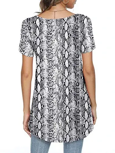 POPYOUNG Women's long Tunic Tops to Wear with Leggings Summer Short Sleeve Loose Fit Dressy Shirts M-5XL - 4