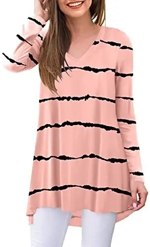 POPYOUNG Women Tunic Top Wear with Leggings Casual Outfits | Long Sleeve | Loose Fit | Extra Length Shirts | Flowy Dressy | Fall Winter | V neck - POPYOUNG